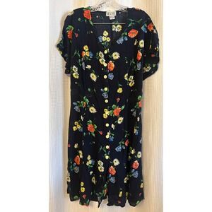 VTG 90s Nice Day Floral Button Up Midi Dress SIze Medium
